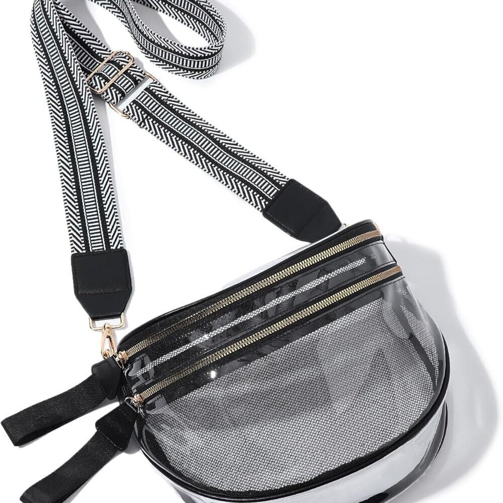 Clear PVC Crossbody Bag Women Large Stadium Approved Water-Resistant